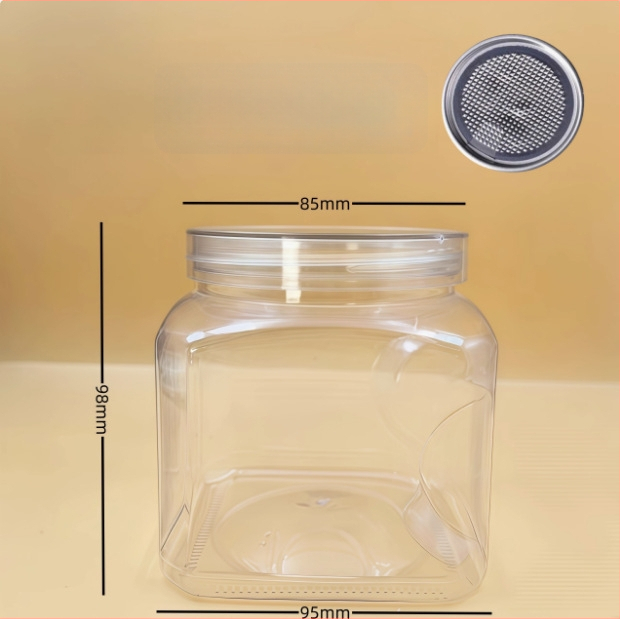 Recipient plastic pentru depozitare cu capac, PET, model 85×98, pentru nuci (fistic, caju)