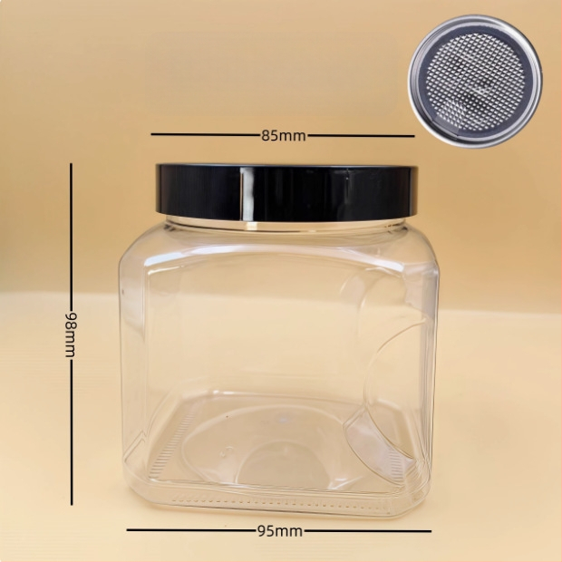 Recipient plastic pentru depozitare cu capac, PET, model 85×98, pentru nuci (fistic, caju)