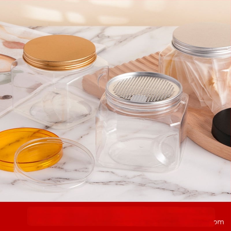 Recipient plastic pentru depozitare cu capac, PET, model 85×98, pentru nuci (fistic, caju)