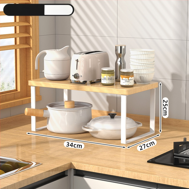 Fából készült konyhai mikrohullámú sütő polc — multifunkcionális, többszintes, a munkalapra helyezhető
