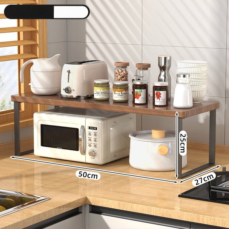 Fából készült konyhai mikrohullámú sütő polc — multifunkcionális, többszintes, a munkalapra helyezhető
