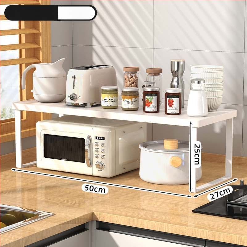 Fából készült konyhai mikrohullámú sütő polc — multifunkcionális, többszintes, a munkalapra helyezhető