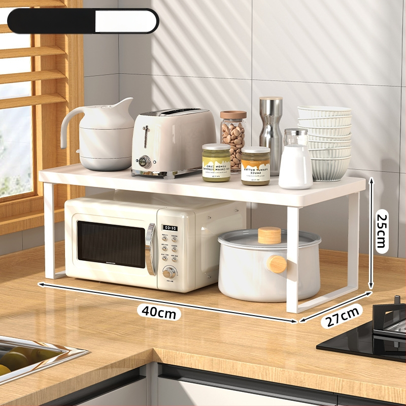 Fából készült konyhai mikrohullámú sütő polc — multifunkcionális, többszintes, a munkalapra helyezhető
