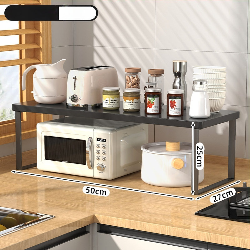 Fából készült konyhai mikrohullámú sütő polc — multifunkcionális, többszintes, a munkalapra helyezhető