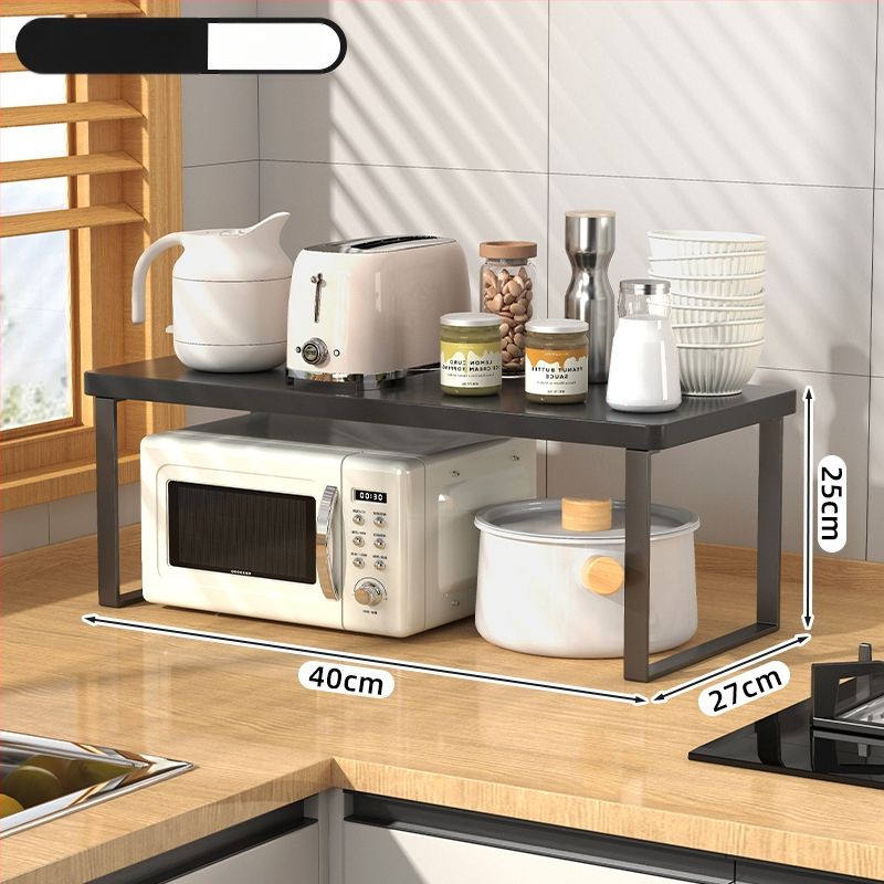 Fából készült konyhai mikrohullámú sütő polc — multifunkcionális, többszintes, a munkalapra helyezhető
