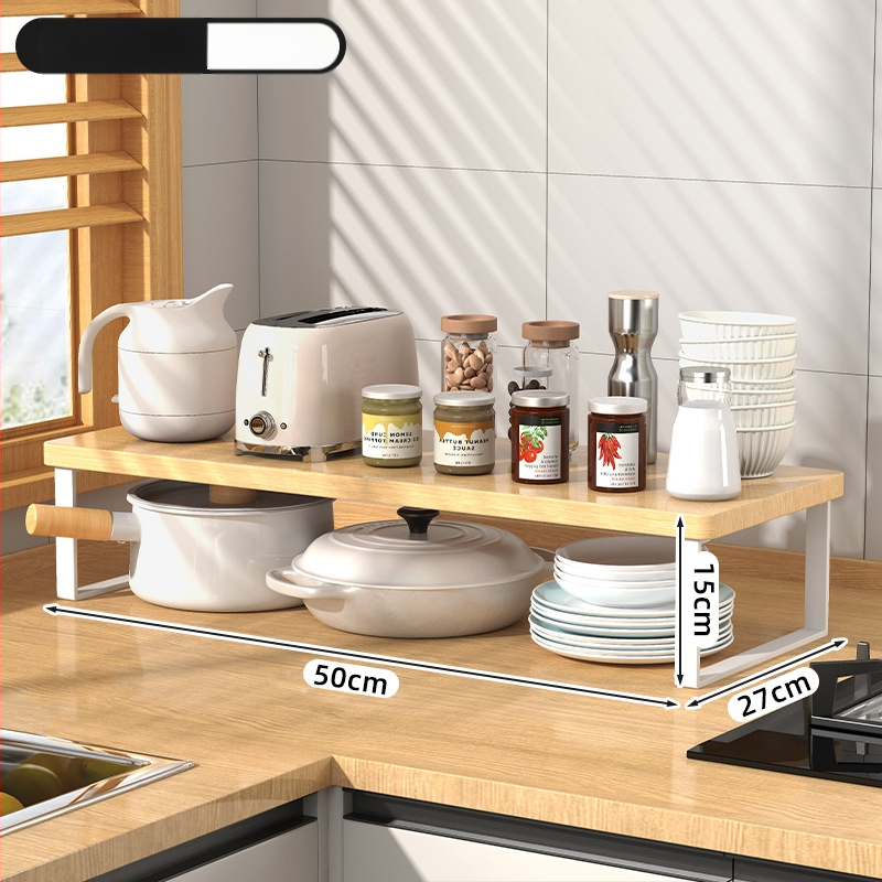 Fából készült konyhai mikrohullámú sütő polc — multifunkcionális, többszintes, a munkalapra helyezhető