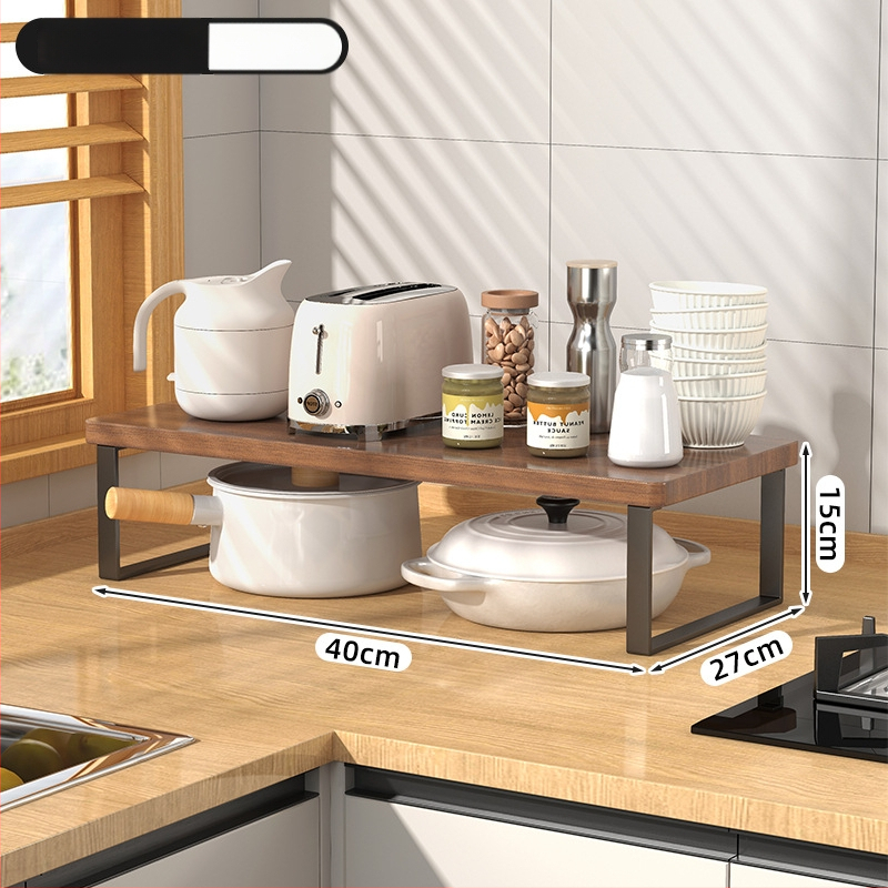 Fából készült konyhai mikrohullámú sütő polc — multifunkcionális, többszintes, a munkalapra helyezhető