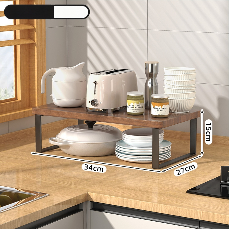 Fából készült konyhai mikrohullámú sütő polc — multifunkcionális, többszintes, a munkalapra helyezhető