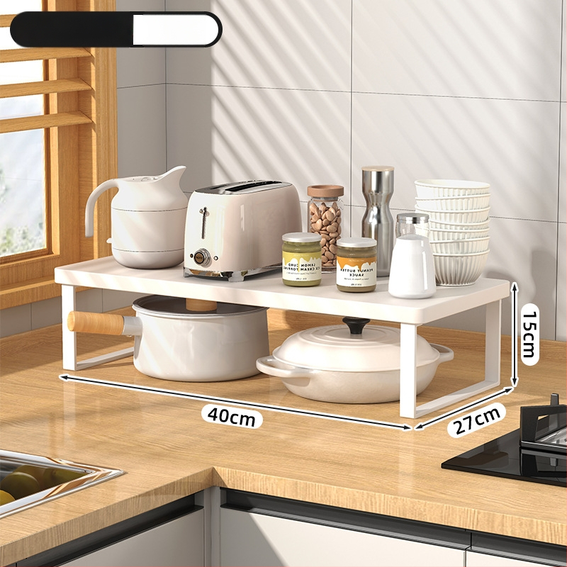 Fából készült konyhai mikrohullámú sütő polc — multifunkcionális, többszintes, a munkalapra helyezhető