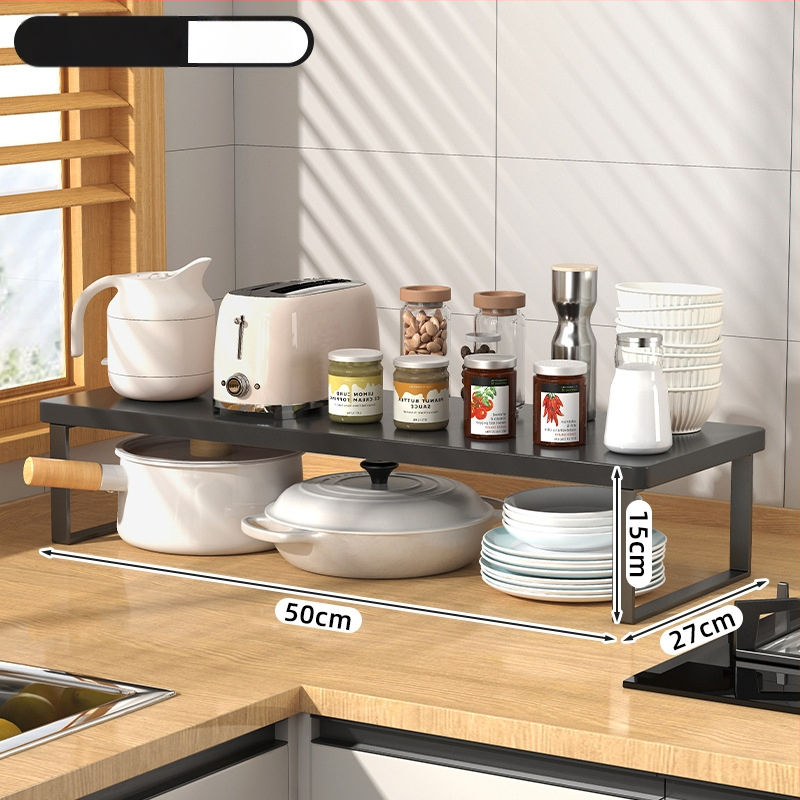 Fából készült konyhai mikrohullámú sütő polc — multifunkcionális, többszintes, a munkalapra helyezhető
