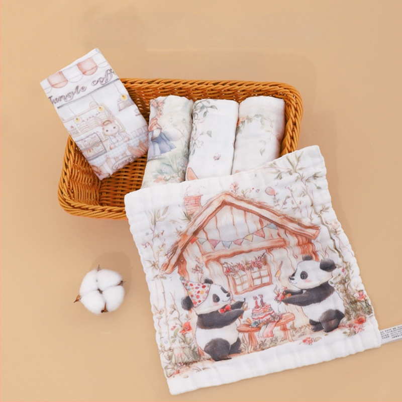 Μωρό πετσέτα από βαμβακερή γάζα, τετράγωνη, 40 γρ, απορρόφηση 0–5 δευτερόλεπτα, μονόκλωνη ύφανση, δυνατότητα εκτύπωσης λογότυπου