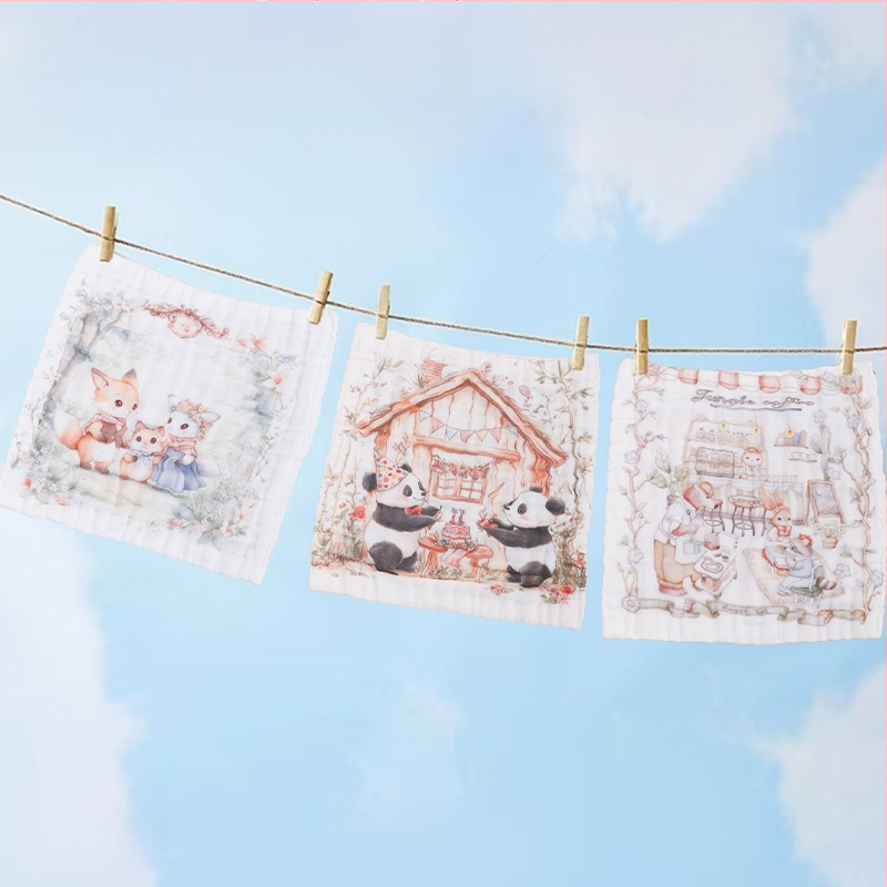 Μωρό πετσέτα από βαμβακερή γάζα, τετράγωνη, 40 γρ, απορρόφηση 0–5 δευτερόλεπτα, μονόκλωνη ύφανση, δυνατότητα εκτύπωσης λογότυπου