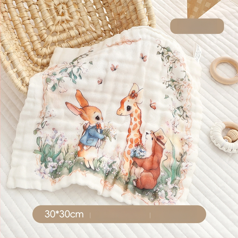 Μωρό πετσέτα από βαμβακερή γάζα, τετράγωνη, 40 γρ, απορρόφηση 0–5 δευτερόλεπτα, μονόκλωνη ύφανση, δυνατότητα εκτύπωσης λογότυπου