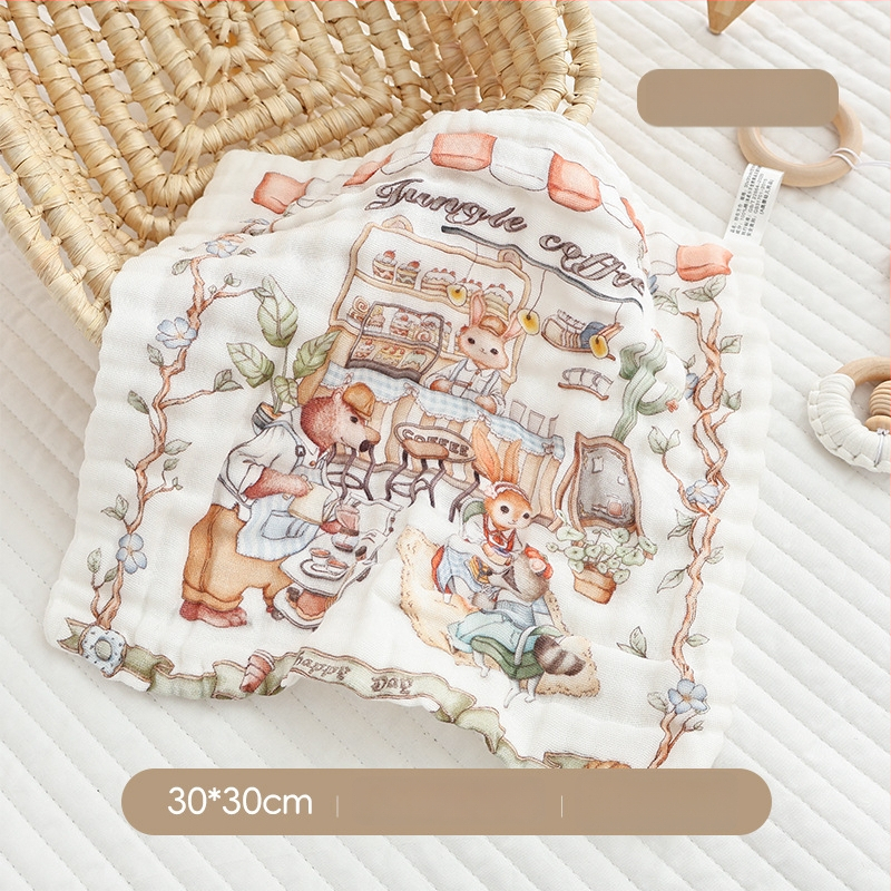 Μωρό πετσέτα από βαμβακερή γάζα, τετράγωνη, 40 γρ, απορρόφηση 0–5 δευτερόλεπτα, μονόκλωνη ύφανση, δυνατότητα εκτύπωσης λογότυπου