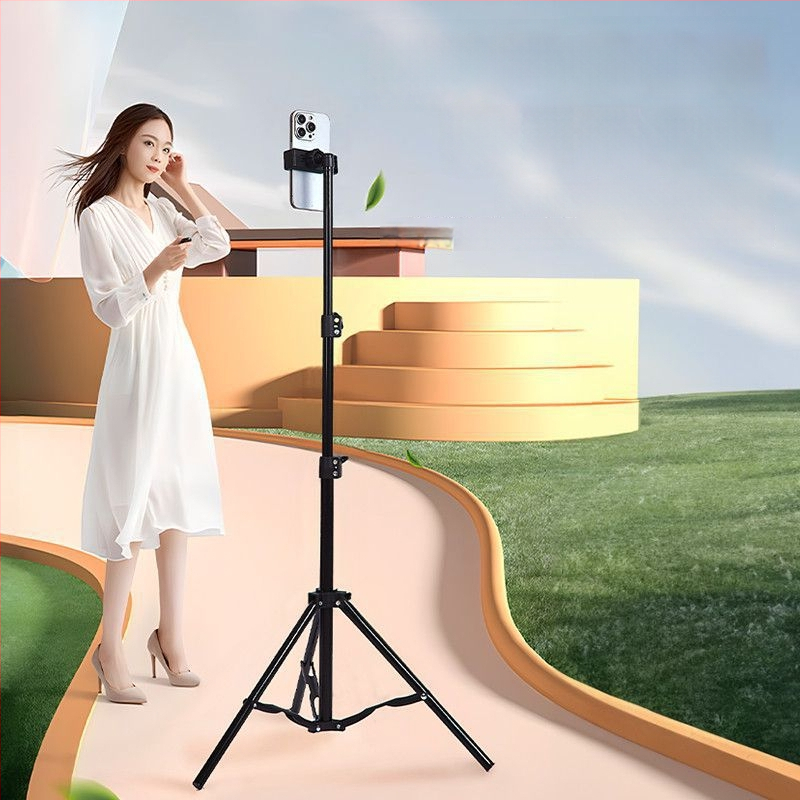 Suport pentru telefon mobil și trepied pentru live streaming, universal pentru fotografiere, de birou sau în picioare, telescopic, din oțel inoxidabil