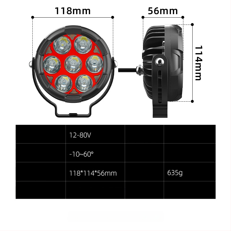 Sedmerostruki LED reflektor za motocikl, LED svjetlo za maglu, pomoćno svjetlo za teren – ultra jako prednje svjetlo