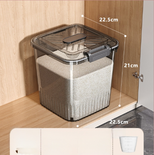 Container pentru depozitare orez și cereale — etanșare, protecție împotriva umidității și insectelor; material: plastic PP; capacitate: 10 L sau mai mult; stil: minimalist modern