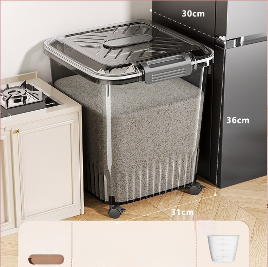 Container pentru depozitare orez și cereale — etanșare, protecție împotriva umidității și insectelor; material: plastic PP; capacitate: 10 L sau mai mult; stil: minimalist modern