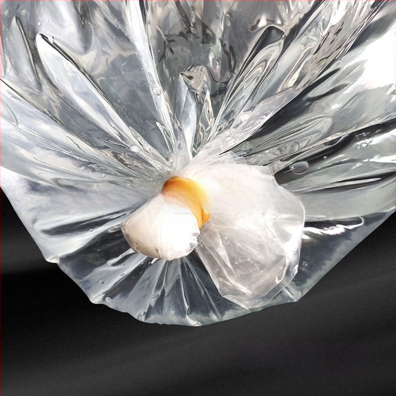 Pungă de ambalare pentru pești ornamentali vii, destinată transportului, cu bază plată pătrată la patru colțuri și plastic îngroșat