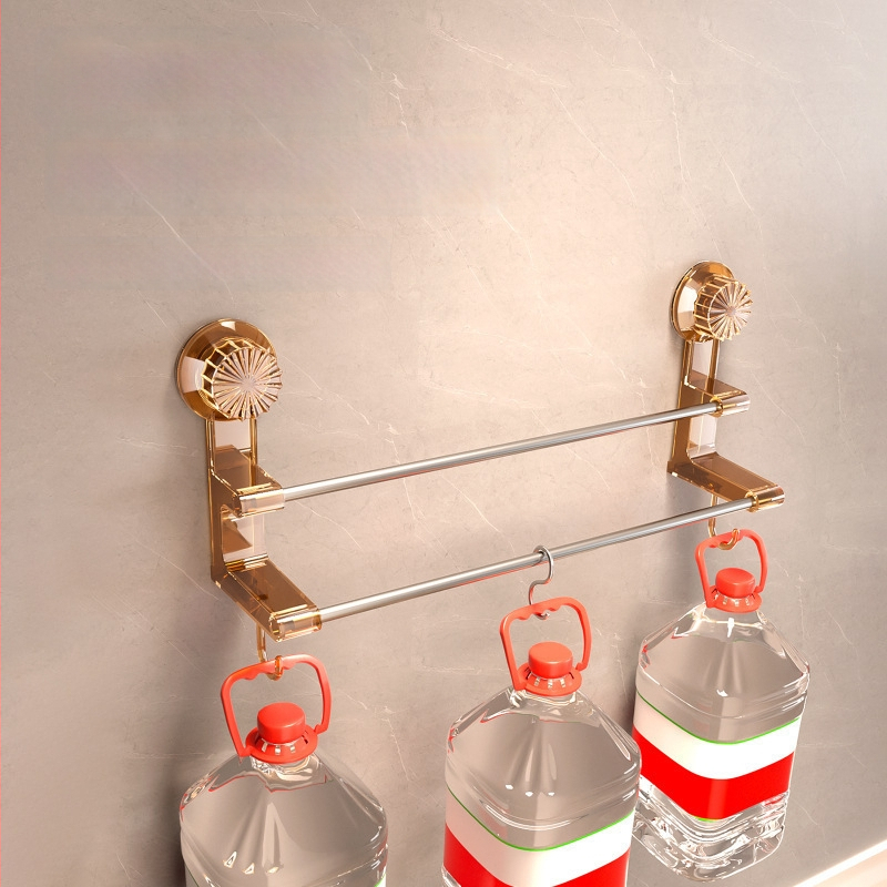 Suport pentru prosoape cu două bare și ventuză – spațiu de depozitare pentru baie cu cârlige; dual pentru prosoape uscate și ude; materiale: plastic și oțel inoxidabil; 60 buc./cutie.