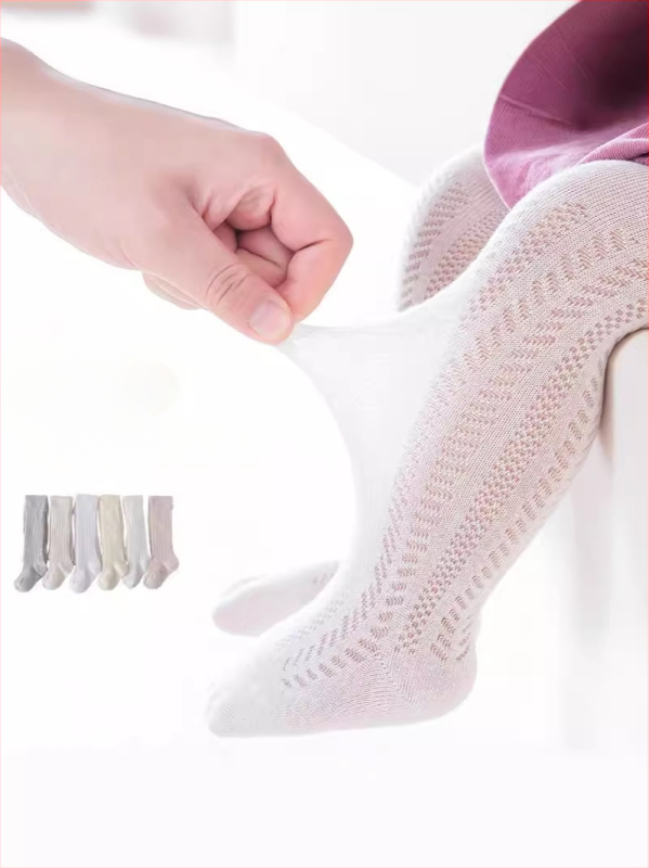 Dječje pantyhose za djevojčice, ljeto 2024, ultra-tanki mrežasti materijal, bijela, plesne pantyhose