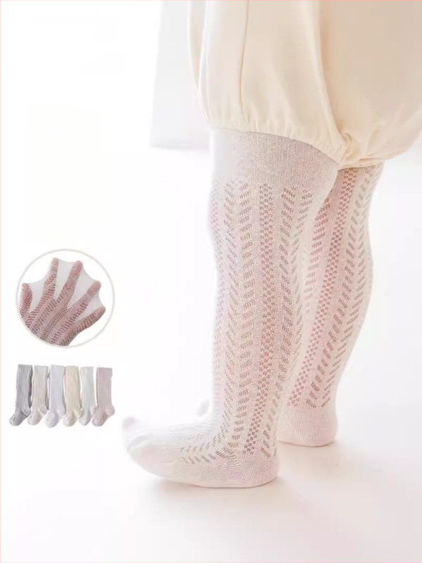 Dječje pantyhose za djevojčice, ljeto 2024, ultra-tanki mrežasti materijal, bijela, plesne pantyhose