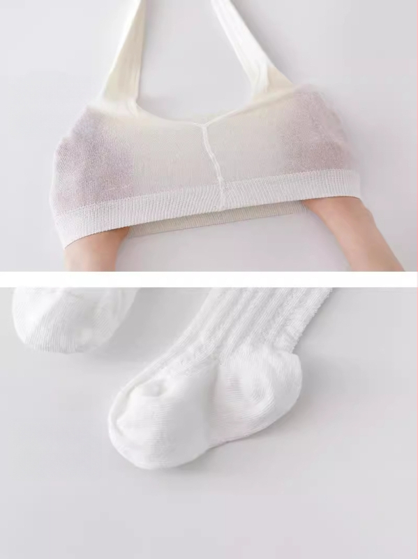 Dječje pantyhose za djevojčice, ljeto 2024, ultra-tanki mrežasti materijal, bijela, plesne pantyhose