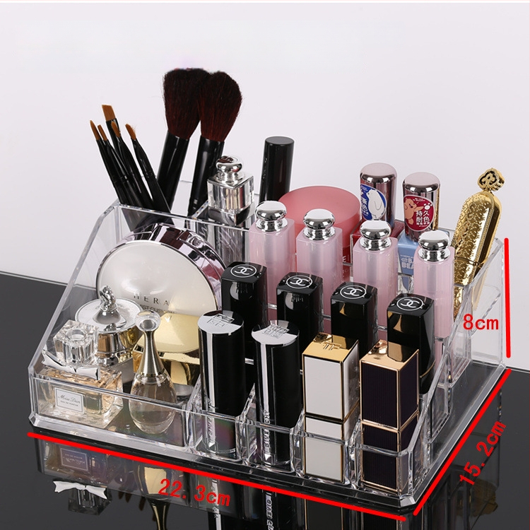 Átlátszó rúzstartó rácsos kialakítással – asztali sminkrendező, egy rétegű tároló