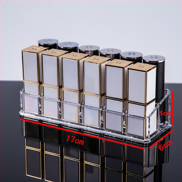 Átlátszó rúzstartó rácsos kialakítással – asztali sminkrendező, egy rétegű tároló