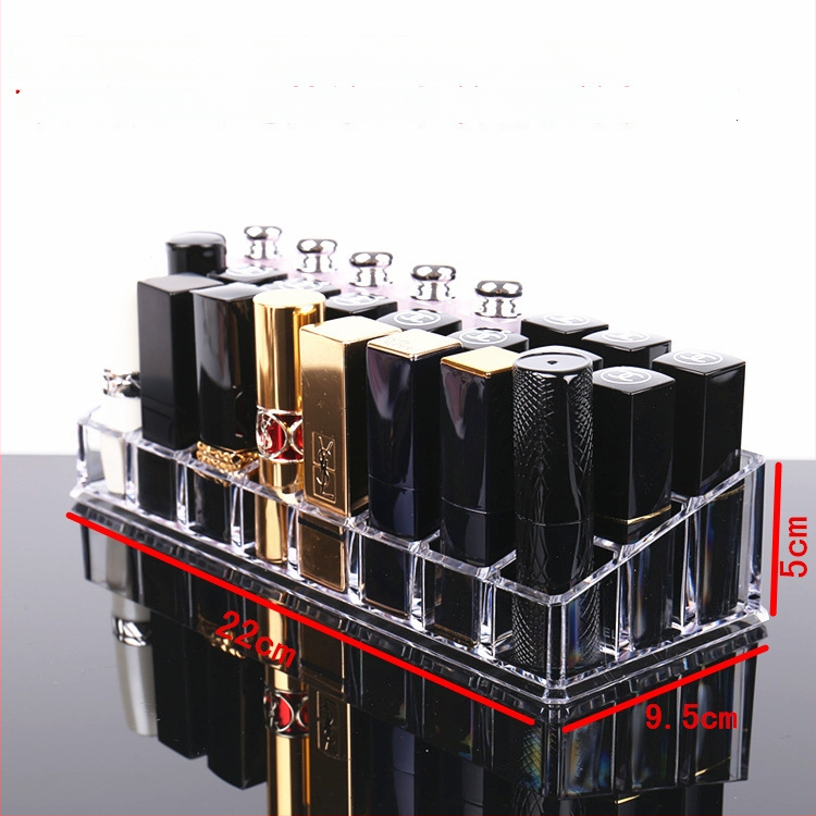 Átlátszó rúzstartó rácsos kialakítással – asztali sminkrendező, egy rétegű tároló