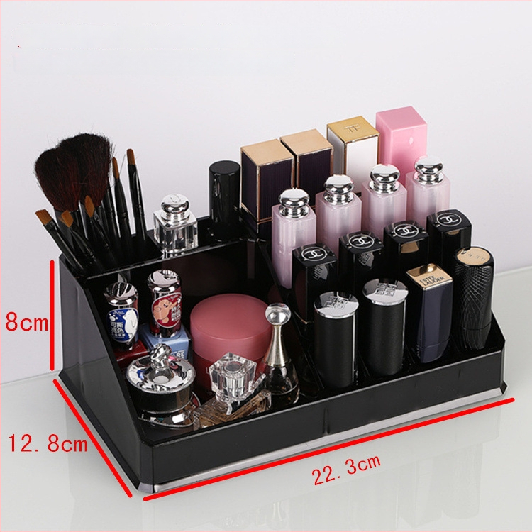 Átlátszó rúzstartó rácsos kialakítással – asztali sminkrendező, egy rétegű tároló