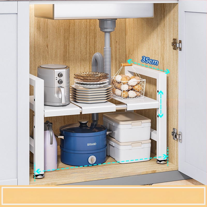 Konyhai kihúzható mosogató alatti tároló – Többfunkciós edény szervező, szekrény belső tárolás, szénacél, modern minimalista stílus