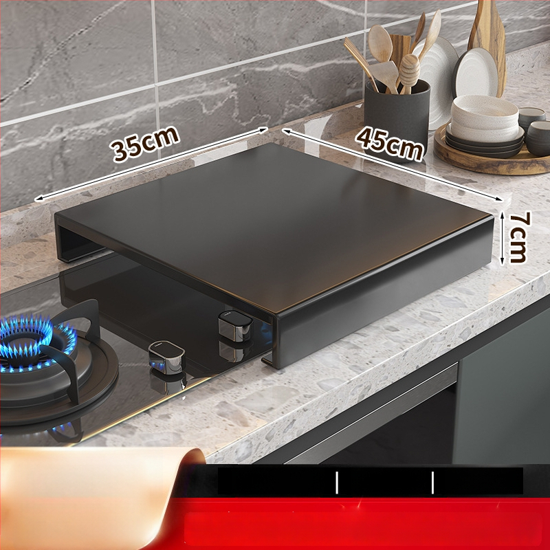 Настолен кухненски организатор за газова печка – мултифункционален, подвижен, без монтаж; материал: въглеродна стомана; стил: модерен минимализъм