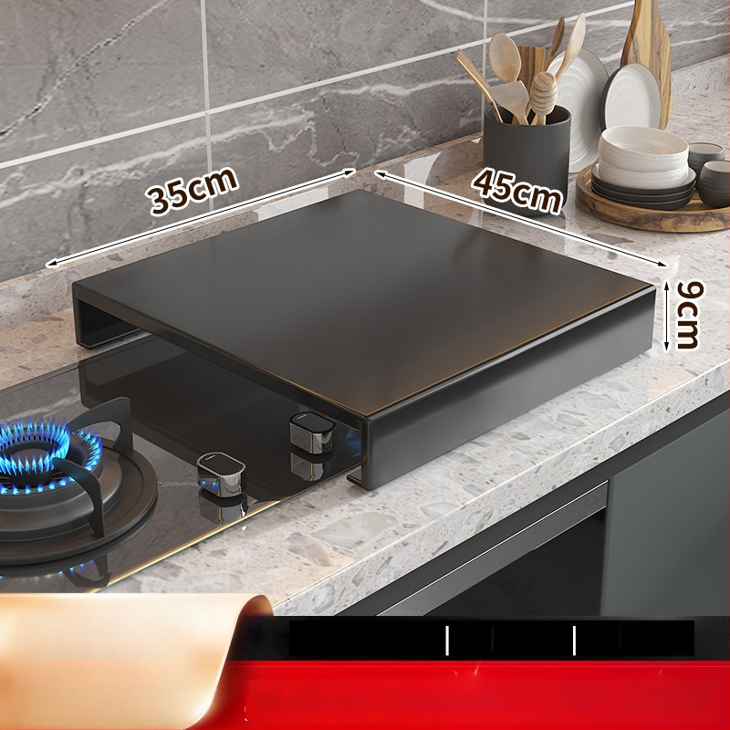 Настолен кухненски организатор за газова печка – мултифункционален, подвижен, без монтаж; материал: въглеродна стомана; стил: модерен минимализъм