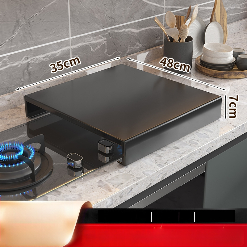 Настолен кухненски организатор за газова печка – мултифункционален, подвижен, без монтаж; материал: въглеродна стомана; стил: модерен минимализъм
