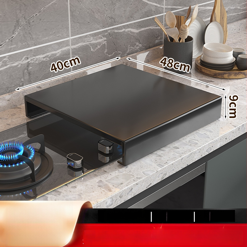 Настолен кухненски организатор за газова печка – мултифункционален, подвижен, без монтаж; материал: въглеродна стомана; стил: модерен минимализъм