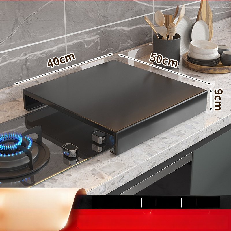 Настолен кухненски организатор за газова печка – мултифункционален, подвижен, без монтаж; материал: въглеродна стомана; стил: модерен минимализъм