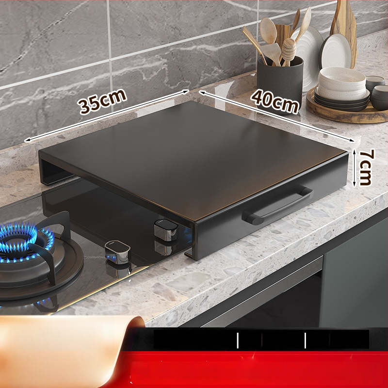 Настолен кухненски организатор за газова печка – мултифункционален, подвижен, без монтаж; материал: въглеродна стомана; стил: модерен минимализъм