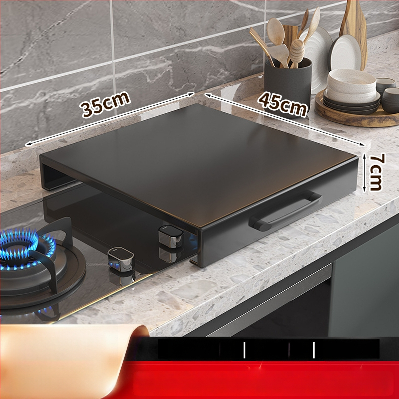 Настолен кухненски организатор за газова печка – мултифункционален, подвижен, без монтаж; материал: въглеродна стомана; стил: модерен минимализъм