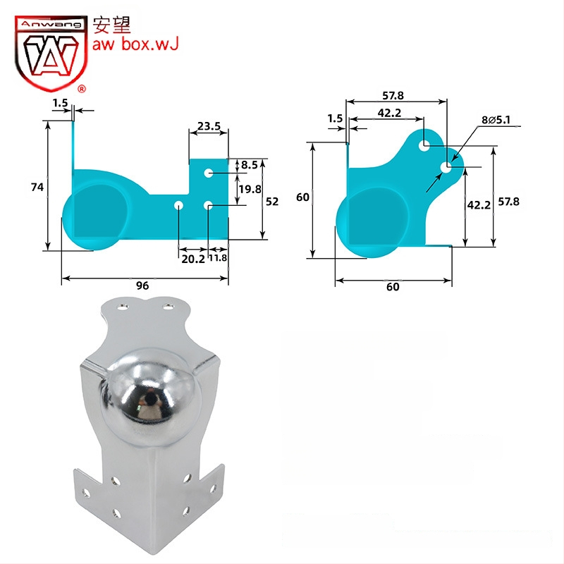 AW Anwang неръждаем ъглов предпазител за дървени кутии, 3-страничен прав ъгъл 90°