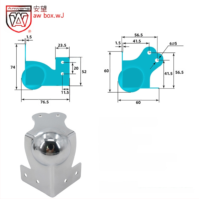 AW Anwang неръждаем ъглов предпазител за дървени кутии, 3-страничен прав ъгъл 90°