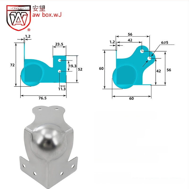 AW Anwang неръждаем ъглов предпазител за дървени кутии, 3-страничен прав ъгъл 90°