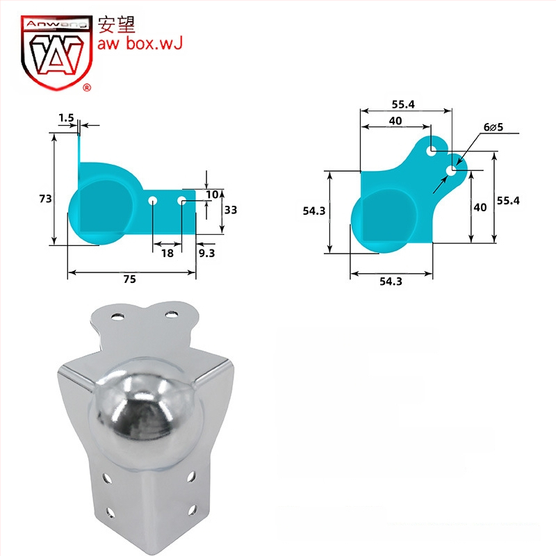 AW Anwang неръждаем ъглов предпазител за дървени кутии, 3-страничен прав ъгъл 90°