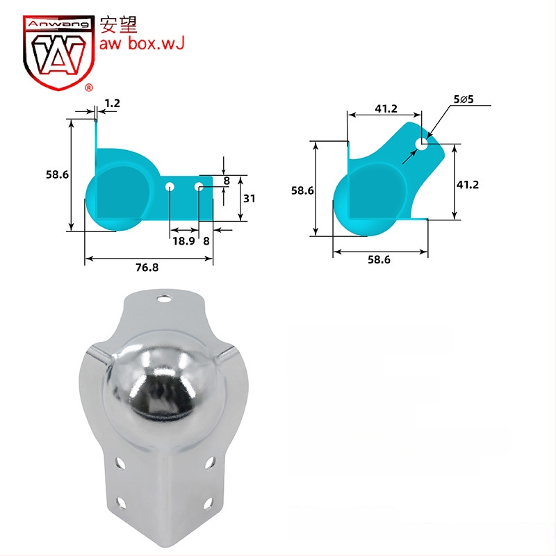 AW Anwang неръждаем ъглов предпазител за дървени кутии, 3-страничен прав ъгъл 90°