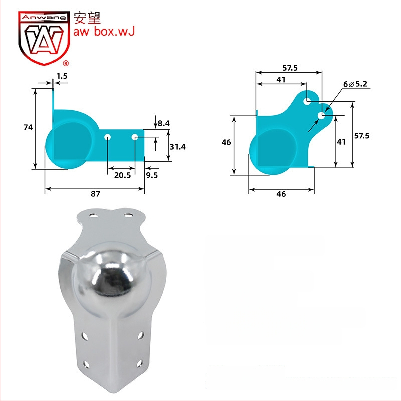 AW Anwang неръждаем ъглов предпазител за дървени кутии, 3-страничен прав ъгъл 90°