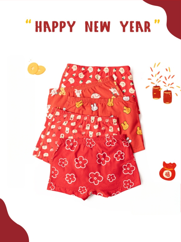 5-pak crvenih dječjih bokserica u kutiji za Novu godinu, klasa A za dječake i djevojčice