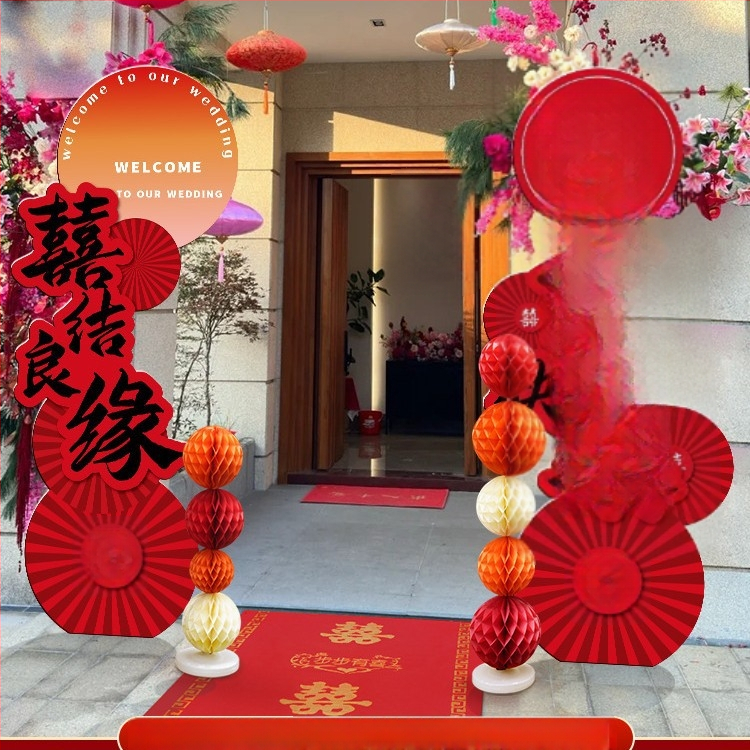 Esküvői ív alakú kapu üdvözlő oszlopokkal kültéri vidéki esküvőhöz – Anyag: Egyéb; Márka: Jiang su; Csomagolás: Szokásos csomagolás; Alkalom: Esküvő