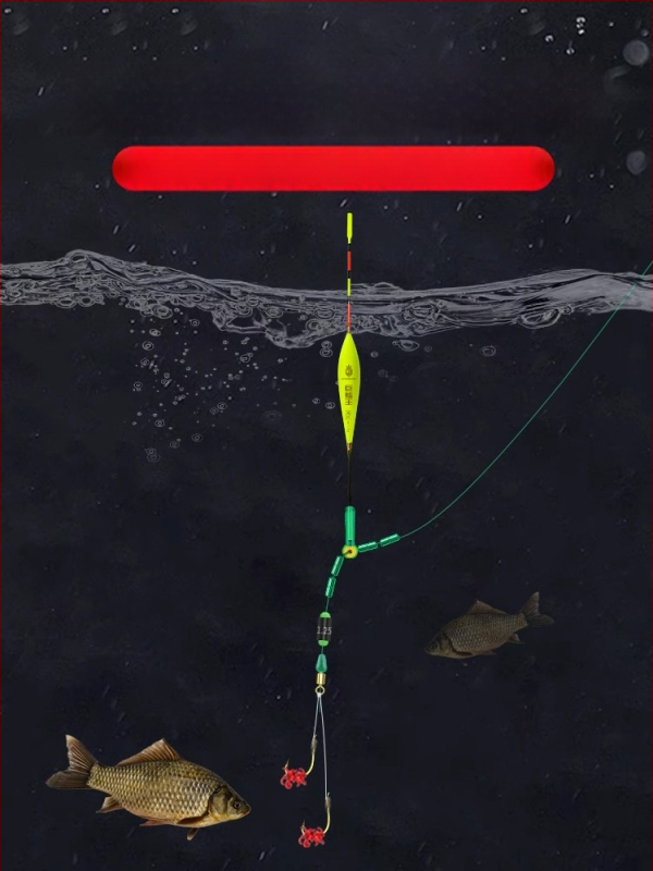 Rig de pescuit din nailon cu două cârlige, plutitor, linie principală gata legată