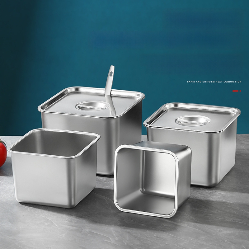 304 неръждаема стомана квадратна кутия за подправки със капак