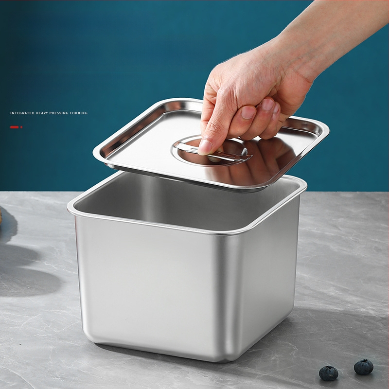 304 неръждаема стомана квадратна кутия за подправки със капак